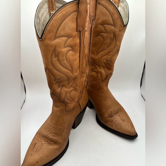 Mezcalero Tan Leather Cowgirl Cowboy Boots Men’s sz 9 Women’s Size 10 Western - Picture 7 of 13